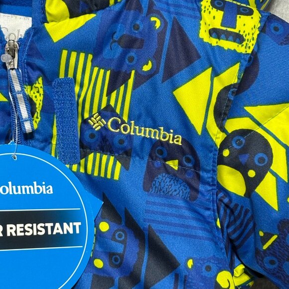 Columbia Snowsuit 3-6 months Snuggly Bunny Infant Bunting Blue Yellow Owls Fox - Picture 3 of 11